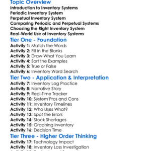 Periodic Vs Perpetual Inventory Worksheet Activity Booklet