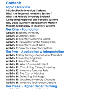 Perpetual And Periodic Inventory Systems Worksheet Activity Booklet