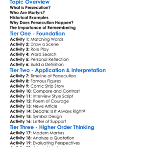 Persecution And Martyrdom Worksheet Activity Booklet
