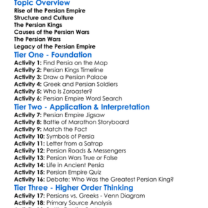 Persian Empire And Persian Wars Worksheet Activity Booklet