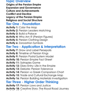 Persian Empire Worksheet Activity Booklet