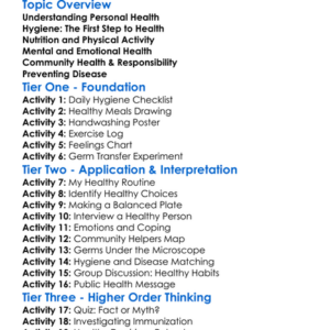 Personal And Community Health Worksheet Activity Booklet