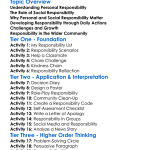 Personal And Social Responsibility Worksheet Activity Booklet