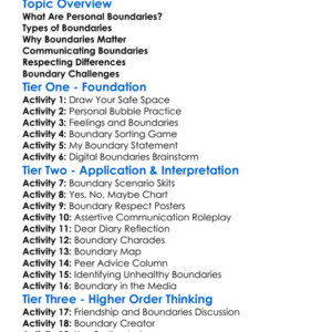 Personal Boundaries Worksheet Activity Booklet