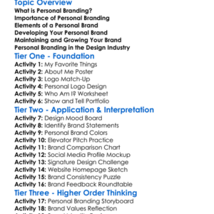 Personal Branding For Designers Worksheet Activity Booklet
