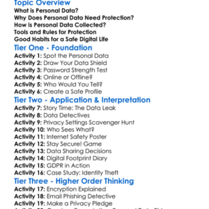 Personal Data Protection Worksheet Activity Booklet