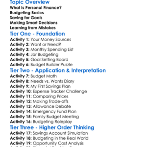 Personal Finance And Budgeting Worksheet Activity Booklet