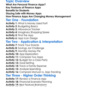 Personal Finance Apps Worksheet Activity Booklet