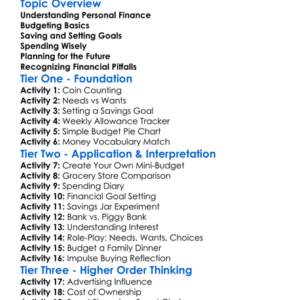 Personal Finance Management Worksheet Activity Booklet