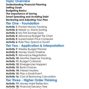 Personal Financial Planning Worksheet Activity Booklet