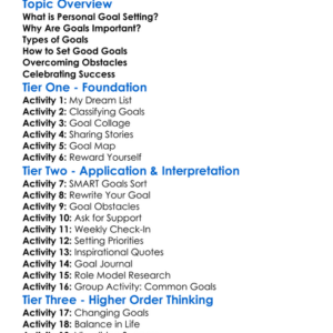 Personal Goal Setting Worksheet Activity Booklet