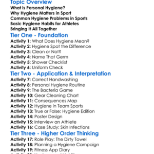 Personal Hygiene In Sport Worksheet Activity Booklet