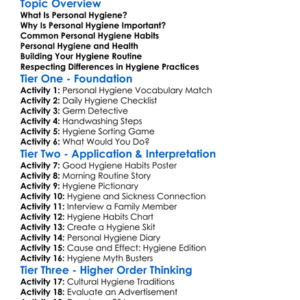 Personal Hygiene Worksheet Activity Booklet