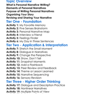 Personal Narrative Writing Worksheet Activity Booklet