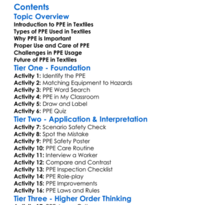 Personal Protective Equipment In Textiles Worksheet Activity Booklet