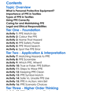 Personal Protective Equipment Ppe In Textiles Worksheet Activity Booklet