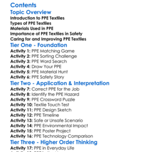 Personal Protective Equipment Ppe Textiles Worksheet Activity Booklet