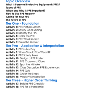 Personal Protective Equipment Worksheet Activity Booklet