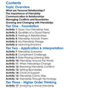 Personal Relationships And Friendship Worksheet Activity Booklet