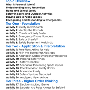 Personal Safety And Injury Prevention Worksheet Activity Booklet