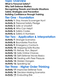 Personal Safety And Self-Defense Worksheet Activity Booklet