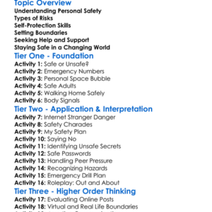 Personal Safety And Self-Protection Worksheet Activity Booklet