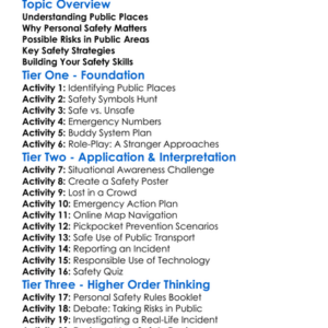 Personal Safety In Public Places Worksheet Activity Booklet