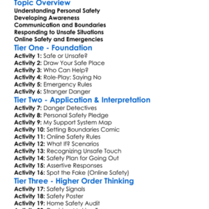 Personal Safety Skills Worksheet Activity Booklet