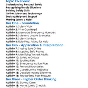 Personal Safety Strategies Worksheet Activity Booklet