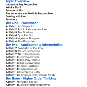 Perspective And Bias Worksheet Activity Booklet
