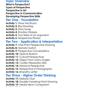 Perspective Worksheet Activity Booklet