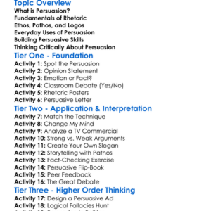Persuasion And Rhetoric Worksheet Activity Booklet