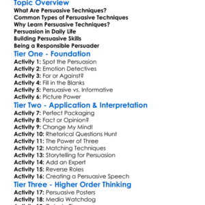 Persuasive Techniques Worksheet Activity Booklet