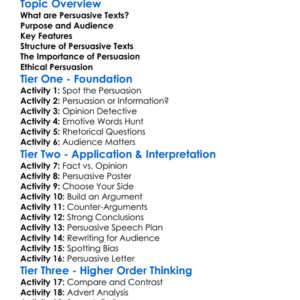 Persuasive Texts Worksheet Activity Booklet