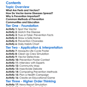 Pest And Vector-Borne Disease Prevention Worksheet Activity Booklet