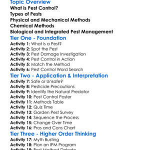 Pest Control Methods Worksheet Activity Booklet