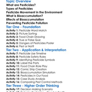 Pesticides And Bioaccumulation Worksheet Activity Booklet
