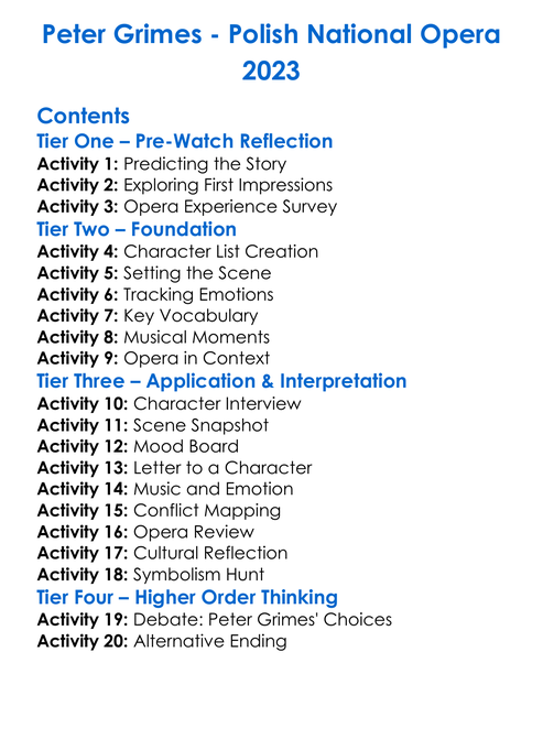 Peter Grimes Worksheet Activity Booklet