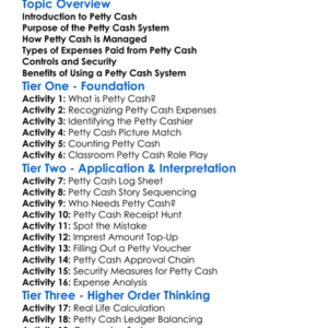 Petty Cash System Worksheet Activity Booklet