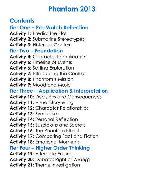 Phantom 2013 Worksheet Activity Booklet
