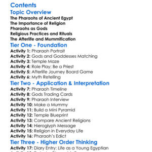 Pharaohs And The Role Of Religion In Egypt Worksheet Activity Booklet