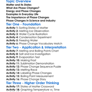Phase Changes Worksheet Activity Booklet