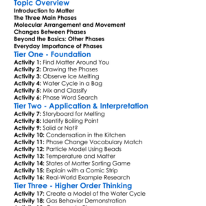 Phases Of Matter Worksheet Activity Booklet