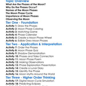 Phases Of The Moon Worksheet Activity Booklet