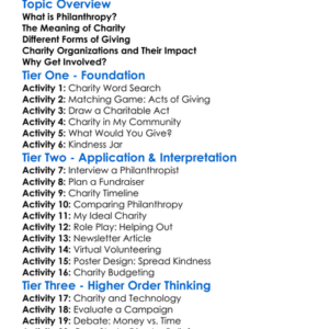Philanthropy And Charity Worksheet Activity Booklet