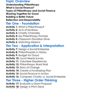 Philanthropy And Social Finance Worksheet Activity Booklet