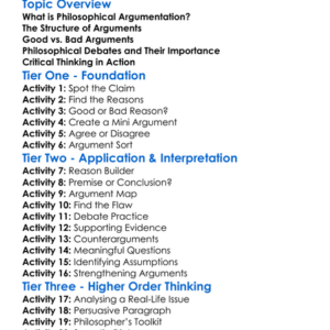 Philosophical Argumentation Worksheet Activity Booklet