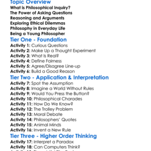 Philosophical Inquiry Worksheet Activity Booklet