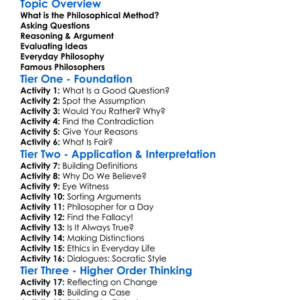 Philosophical Method Worksheet Activity Booklet