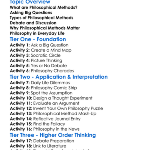 Philosophical Methods Worksheet Activity Booklet
